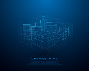 Urban architecture, cityscape with structure lines. Vector illustration