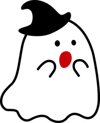 かわいいハロウィンのおばけ1(帽子をかぶっておどろく)