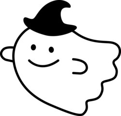かわいいハロウィンのおばけ3(帽子をかぶって飛ぶ)
