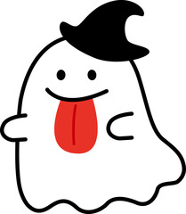 かわいいハロウィンのおばけ5(帽子をかぶって舌を出す) © ナナメニコ