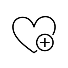 Fototapeta premium Wish list icon. Heart with plus. Wishlist icon. Add to Favorites. Vector illustration isolated on white background. Editable stroke.