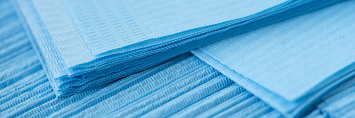 Box blue sterile antiseptic medical wipes closeup