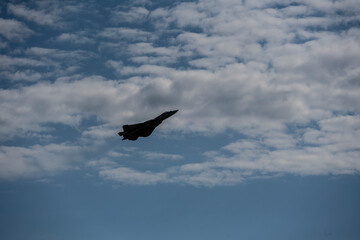 demonstration flights of modern combat aircraft with the shooting of signal traps at the Max-21 aerospace salon in Zhukovsky 