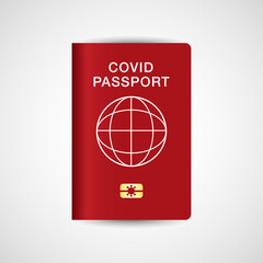 COVID Passport on grey background. Vector