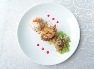 cold cut appetiser platter with meat, roasted, seafood, dim sum, scallop, sushi in white background asian halal menu