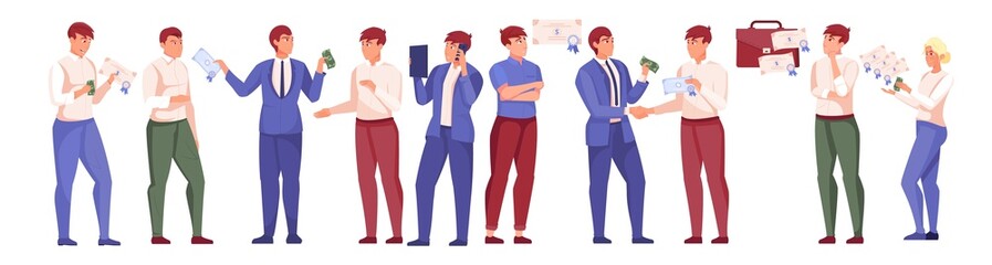 People And Stock Market Flat Set