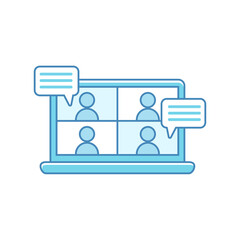 Online meeting vector with blue color isolated on white background suitable for icon or illustration