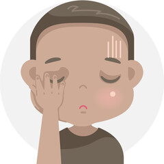 shame kid negative emotions set of african little boy face. child expressing ashamed, feel defeated and guilt.