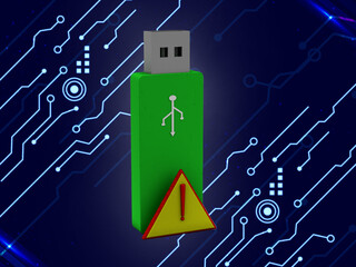 usb drive error. 3d illustration