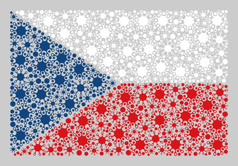 Mosaic Czech flag designed of covid elements. Vector covid mosaic Czech flag designed for health care propaganda. Designed for political or patriotic purposes.
