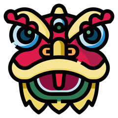 autumn_lion dance line icon