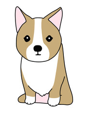 お座りする子犬のコーギー犬のイラスト