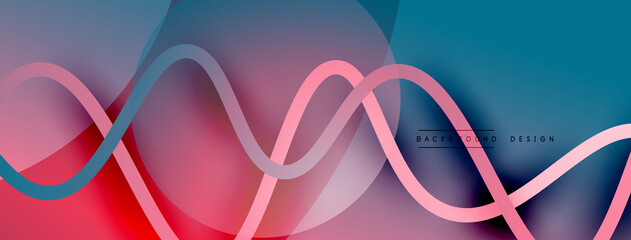 Abstract gradient background with wave line with shadow effect. Geometric composition. 3D shadow effects and fluid gradients