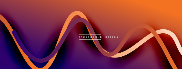 Abstract gradient background with wave line with shadow effect. Geometric composition. 3D shadow effects and fluid gradients