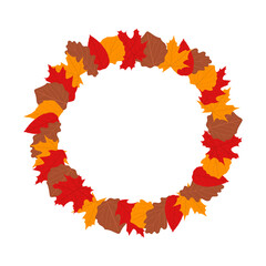Autumn leaves frame, flat vector illustration