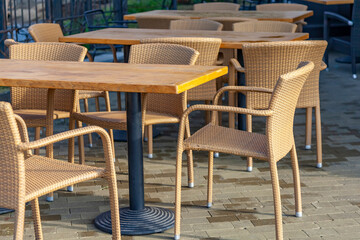 Little tables of outdoor cafe