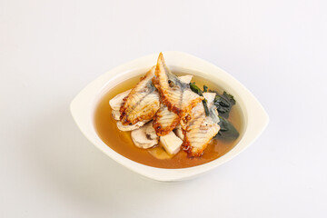 Japanese traditional miso soup with eel