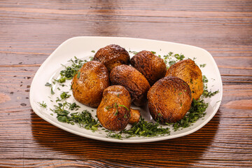 Hot grilled champignon bbq appetizer