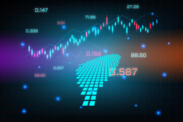 Stock market background or forex trading business graph chart for financial investment concept of Taiwan map. business idea and technology innovation design.