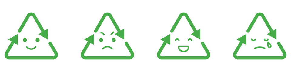 リサイクルマークの顔アイコン4種