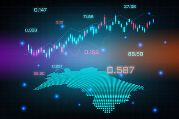 Stock market background or forex trading business graph chart for financial investment concept of Turkmenistan map. business idea and technology innovation design.