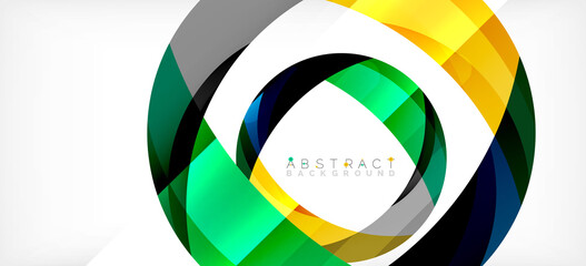 Fototapeta premium Color circle shapes, minimal geometric background. Trendy dynamic composition. Vector Illustration For Wallpaper, Banner, Background, Landing Page