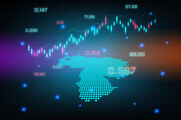 Stock market background or forex trading business graph chart for financial investment concept of Venezuela map. business idea and technology innovation design.