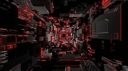 Foto op Plexiglas トンネル VJ 未来都市 サイバー空間 赤 [別Verあり] © GINGER_Tsukahara