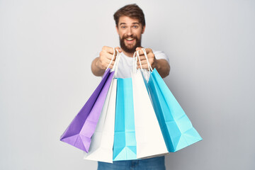 bearded man packages shopping discounts entertainment