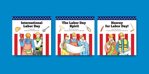 Banner template with labor day concept,watercolor style