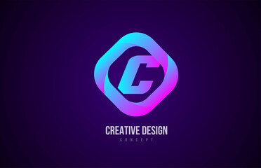 pink C alphabet letter logo icon. Creative design template for business and company
