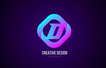 pink D alphabet letter logo icon. Creative design template for business and company