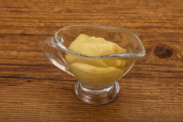 Dijon mustard sauce in the bowl