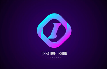 pink I alphabet letter logo icon. Creative design template for business and company
