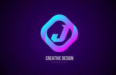 pink J alphabet letter logo icon. Creative design template for business and company