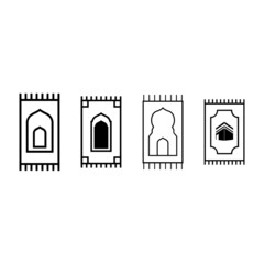 Prayer mat icon design set bundle template isolated