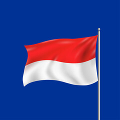indonesian flag isolated on blue background