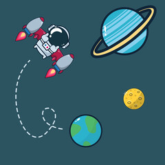 cute astronaut flies off earth