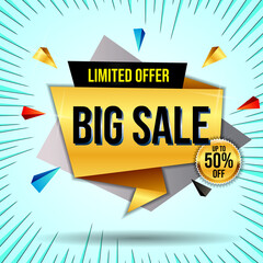 set of realistic big sale banner or banner template special offer or black friday discount banner. eps vector