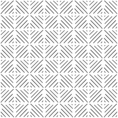 Minimalistic seamless vector repeat pattern. Black and white diamond texture. Hand drawn lines in squares background. Perfect for flooring, tiles, wallpaper or wrapping paper.