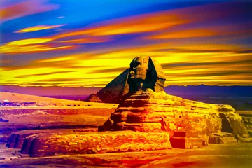 Poster sunset over the sphinx egypt © reznik_val