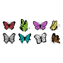 Obraz na płótnie Canvas Butterfly icon design set bundle template isolated