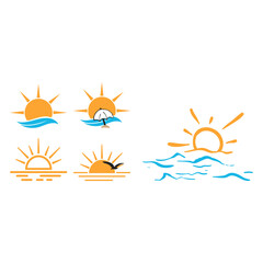 Summer ocean icon design set bundle template isolated