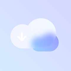 cloud download glass morphism trendy style icon. cloud download transparent glass vector icon with blur and purple gradient. for web and ui design, mobile apps and promo business polygraphy