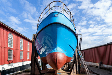 fishing vessel in dockyard for maintenance