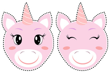 sticker with unicorn head isolated 