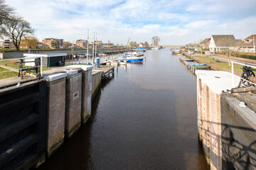 Fototapeta premium Genemuiden lock, Overijssel Province, The Netherlands