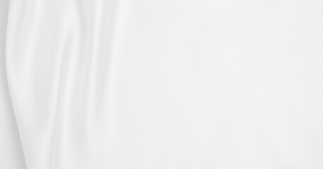 Smooth elegant white silk or satin luxury cloth texture as wedding background. Luxurious background design