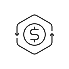 thin line cash flow or transaction icon