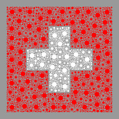 Mosaic Swiss flag created with viral icons. Vector coronavirus collage Swiss flag designed for medicare illustrations. Designed for political or patriotic propaganda.